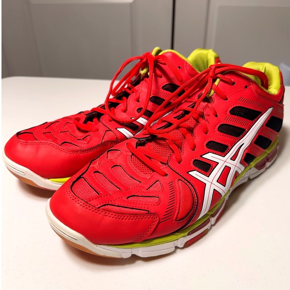 Asics Gel-Volleycross Revolution Red Lime Volleyball Shoes B301Y Mens 12.5 - Picture 6 of 14